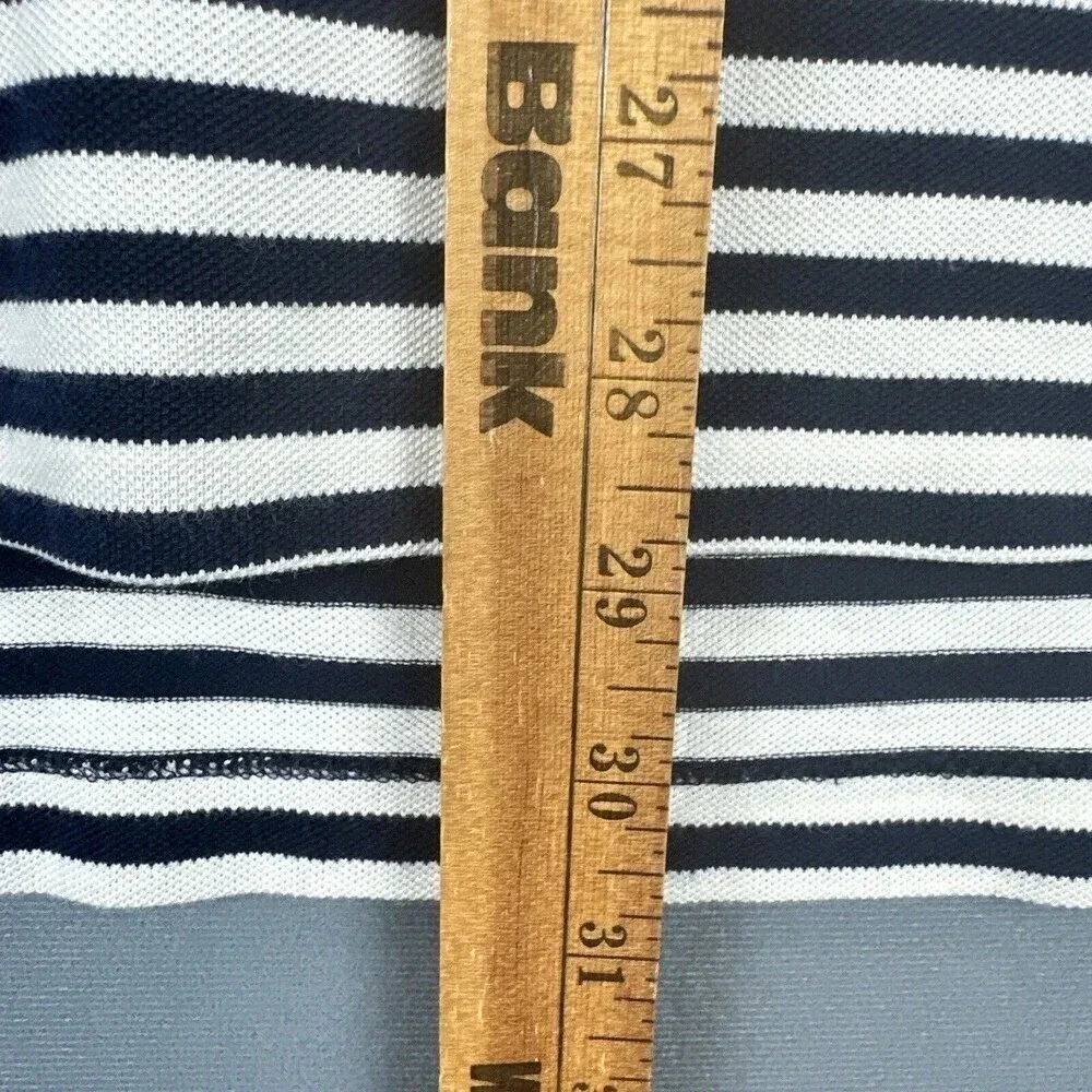 Ralph Lauren Polo Shirt Mens Large Navy Striped Shield Short Sleeve Fine Cotton